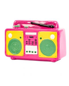 Alcancía cerámica forma radio con relieve 7x5x10cm multicolor