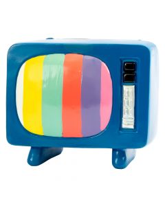 Alcancía poliresina tv 13.8x10.8x11.6cm multicolor