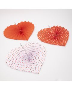 Roseta papel forma corazon+estampado corazones 12pzas surtido
