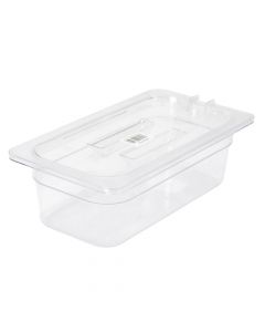 Recipiente acrílico rectangular liso con tapa 32.5x17.6x10cm 3.57l