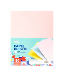 Hoja papel Bristol liso 50und surtido