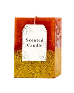 Candela aromática escarchada rojo y dorado