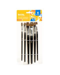 Pincel madera liso 6pzas negro y plateado