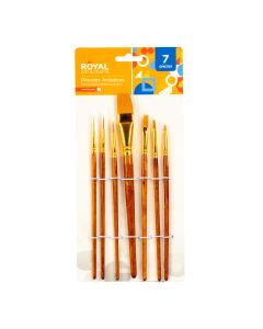 Pincel madera liso 7pzas