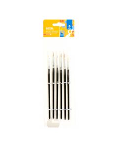 Pincel madera liso 6pzas negro