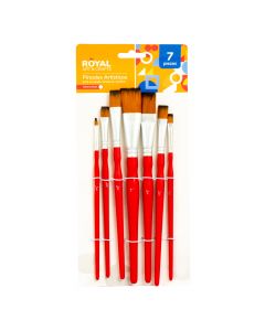 Pincel madera liso 7pzas rojo y plateado