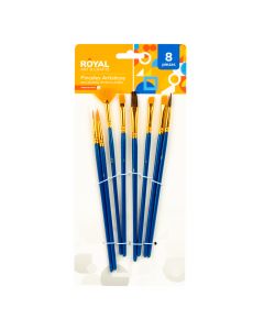 Pincel madera liso 8pzas