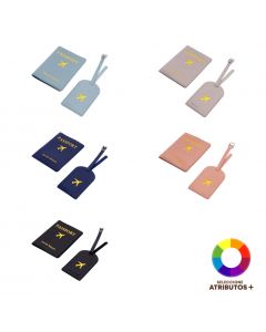 Set porta pasaporte y maleta