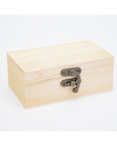 Caja madera lisa rectangular con cierre metálico 12x7x5cm 