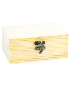 Caja madera rectangular con cierre metálico 15x10.5x6.5cm beige