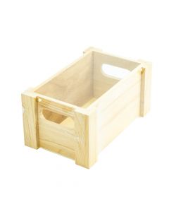 Caja madera lisa rectangular con asas 20x12.3x9.3cm beige