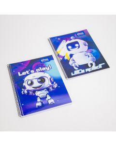 Cuaderno espiral estampado robot 100h surtido
