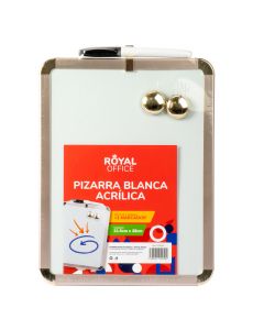Pizarra acrílica con marcador 4pzas blanco