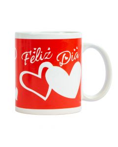 Jarra cerámica feliz día con corazones 8x9.5cm 