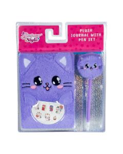 Libreta y lapicero estampado gato 2pzas lila