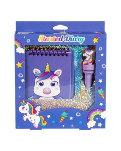 Libreta y lapicero estampado unicornio 2pzas lila