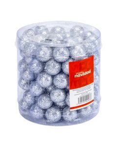 Fruto navideño escarchado plateado