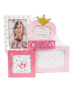 Portaretrato madera corazón rosado y blanco
