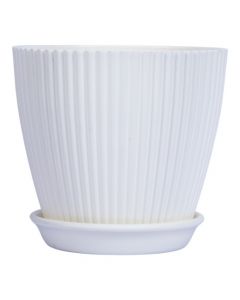 Maceta rayas blanca 11 cm