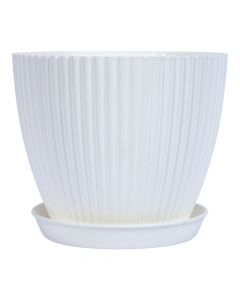 Maceta rayas blanca 19 cm