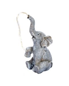 Elefante porcelana con luz led solar textura gris