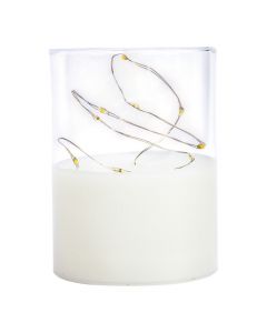 Candela vidrio con luz led transparente y blanco