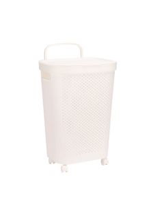 Canasta para ropa con asa y ruedas 75l blanco