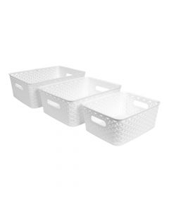Caja organizadora rectangular 3pzas blanco