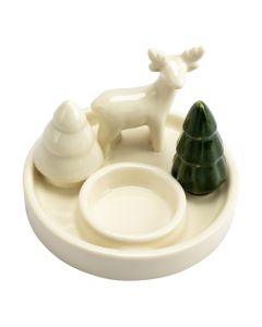 Portavela cerámica navideño