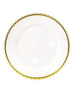 Porta plato 33cm blanco y dorado