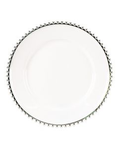 Porta plato 33cm blanco y plateado