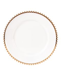 Porta plato 33cm blanco y oro rosa