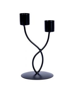 Candelabro metálico curvo 2 candelas negro