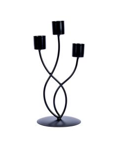 Candelabro metálico curvo 3 candelas negro
