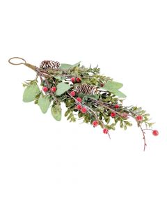Ornamento navideño con bellotas y frutos multicolor