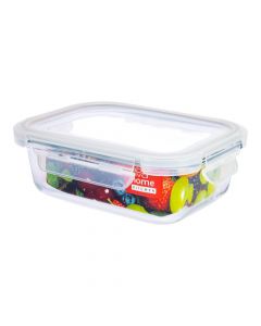 Recipiente vidrio rectangular con tapa 630ml 