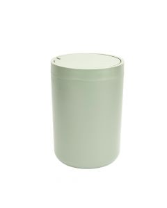 Papelero plástico redondo con tapa gris
