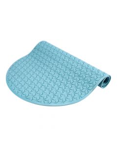 Alfombra plástico celeste baño