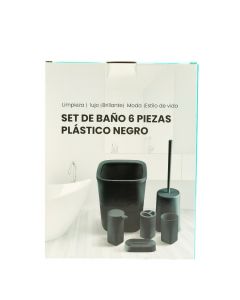 Set para baño liso 6pzas negro