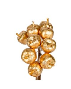 Rama artificial navideña con fruto escarchada dorado