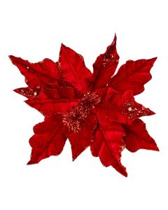 Flor artificial navideña 32cm rojo
