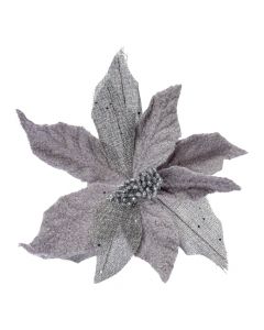 Flor artificial navideña 31cm plateado