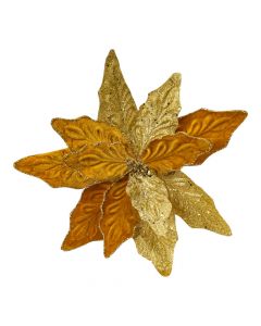 Flor artificial navideña 34cm dorado