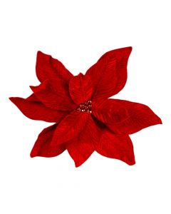 Flor artificial navideña afelpada 34cm rojo