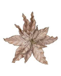 Flor artificial navideña 36cm champagne y dorado