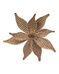 Flor artificial navideña escarchado marrón