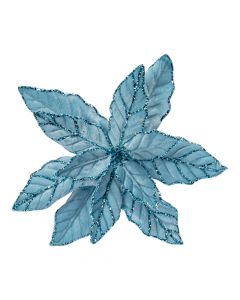 Flor artificial navideña 32cm celeste