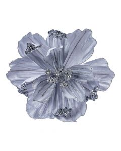 Flor artificial navideña 32cm plateado