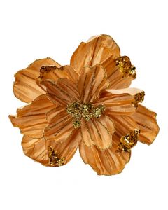 Flor artificial navideña borde 32cm dorado