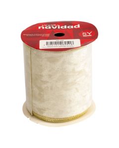 Cinta navideña 10cm blanco y dorado